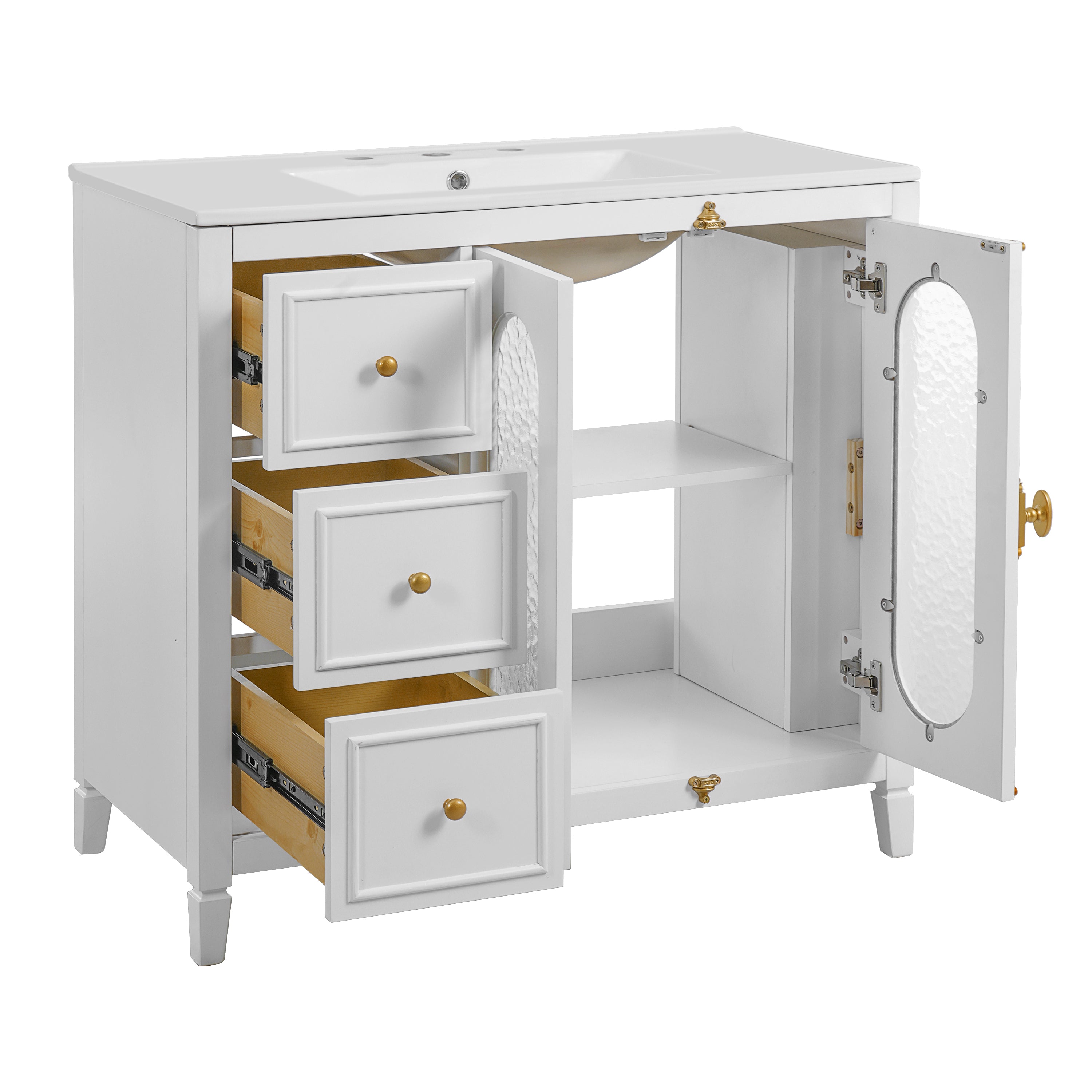 36-inch Bathroom Vanity with 2 Soft Close Doors, Solid Wood Frame