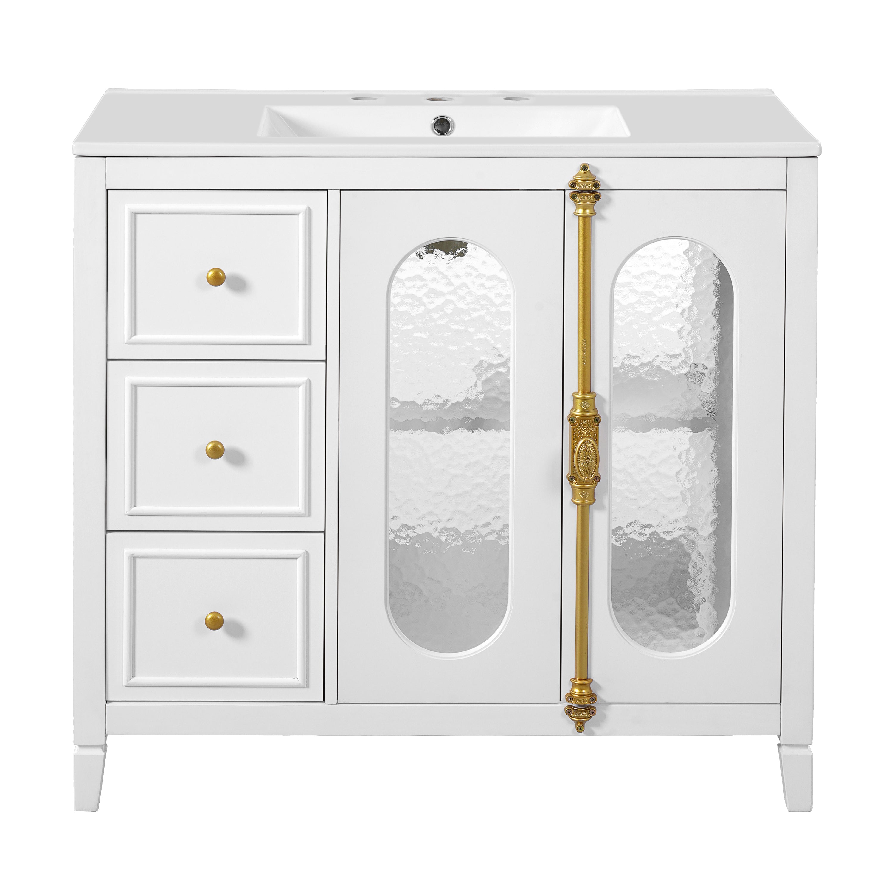 36-inch Bathroom Vanity with 2 Soft Close Doors, Solid Wood Frame