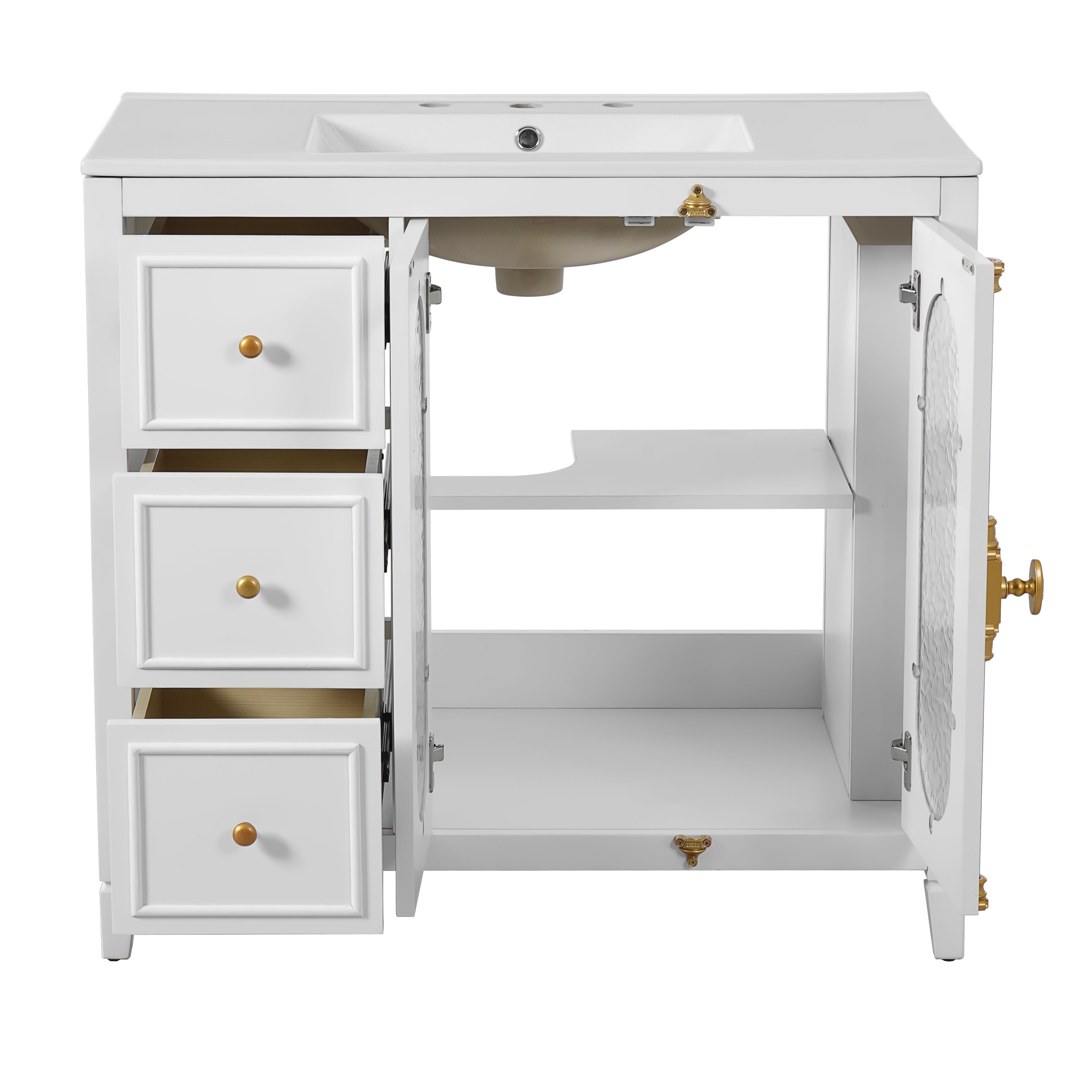 36-inch Bathroom Vanity with 2 Soft Close Doors, Solid Wood Frame